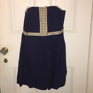 Lilly Pulitzer Navy and Gold Regency Bubble dress